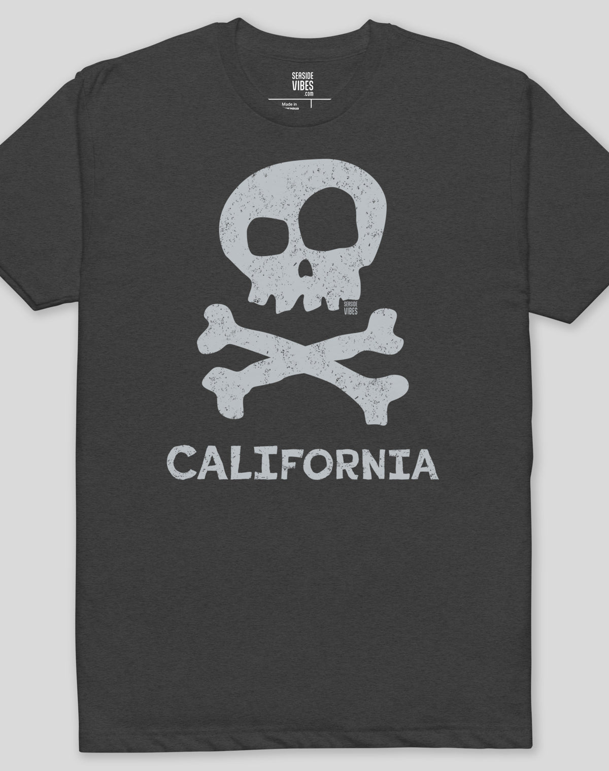 California Skull & Bones Tee - Cotton Blend | Charcoal
