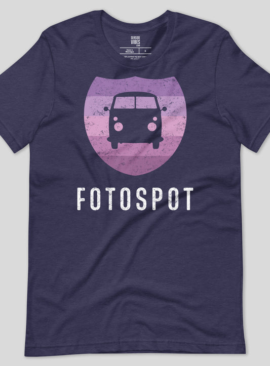 Unisex: Fotospot Lavender Logo Tee - Heather Midnight Navy