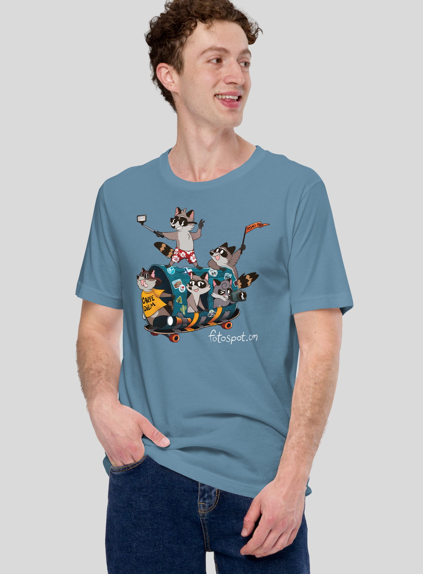 Unisex: Fotospot Raccoon Road Trip! - Steel Blue