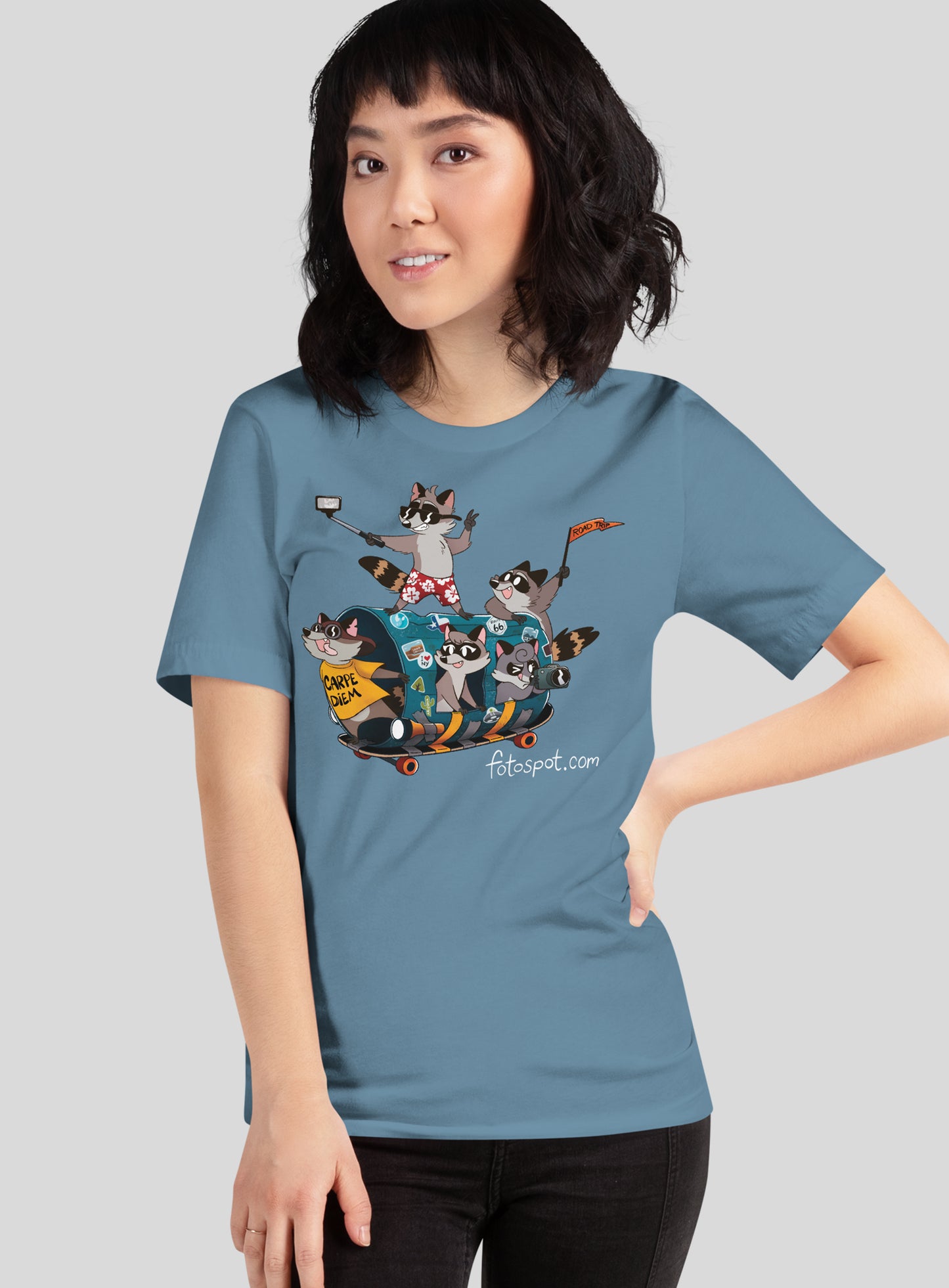 Unisex: Fotospot Raccoon Road Trip! - Steel Blue