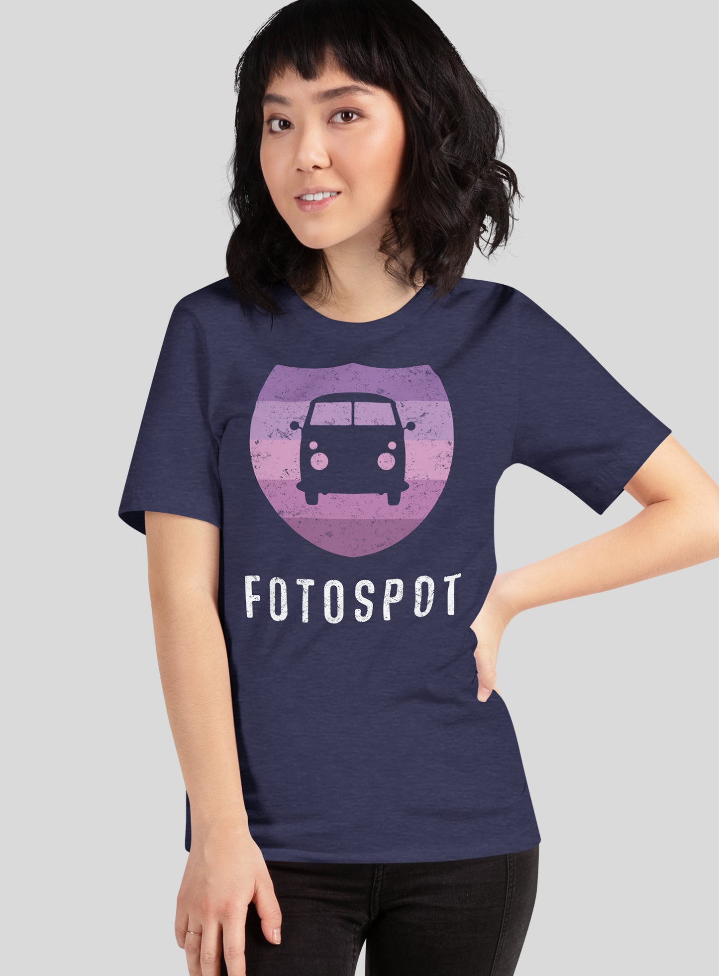 Unisex: Fotospot Lavender Logo Tee - Heather Midnight Navy