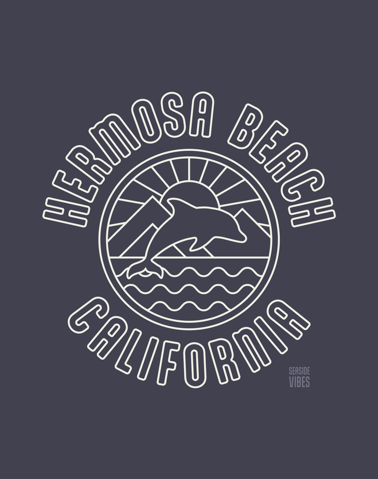 Hermosa Beach Dolphin Sunrise Tee - Premium 100% Cotton | Navy