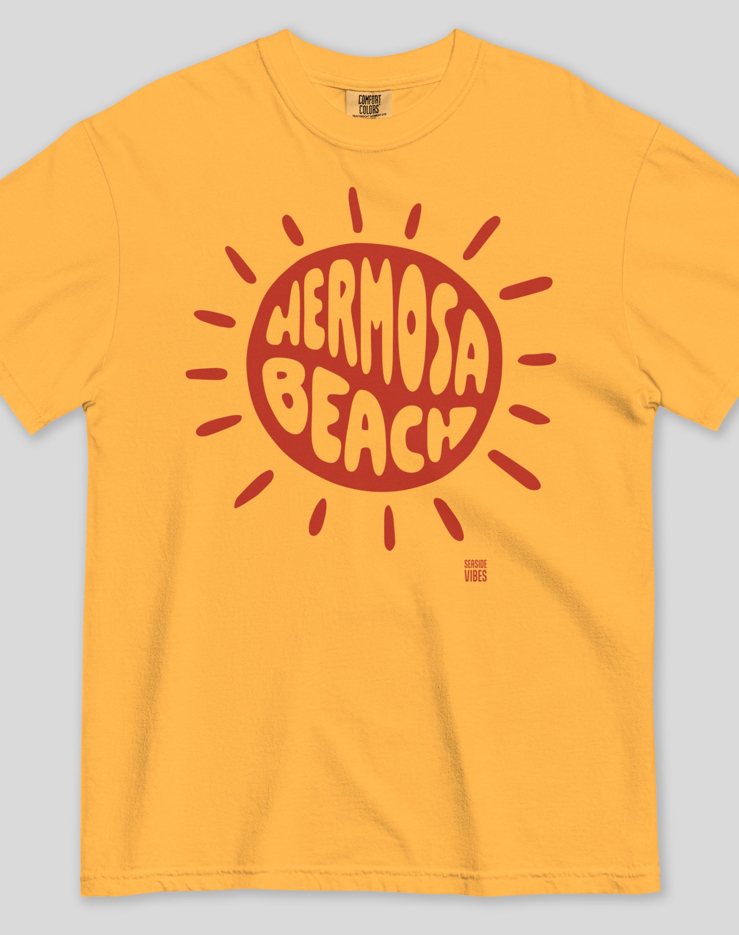 Hermosa Beach Sunny Vibes Tee - Premium 100% Cotton | Mustard