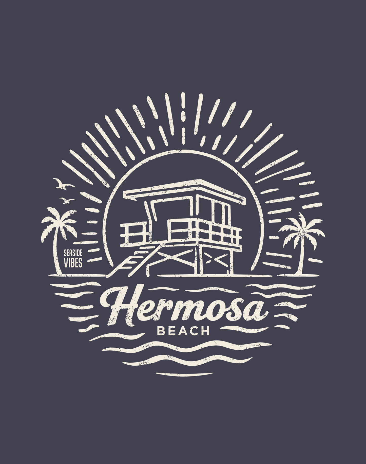 Unisex: Hermosa Beach Sunrise Session Tee - 100% Cotton | Navy