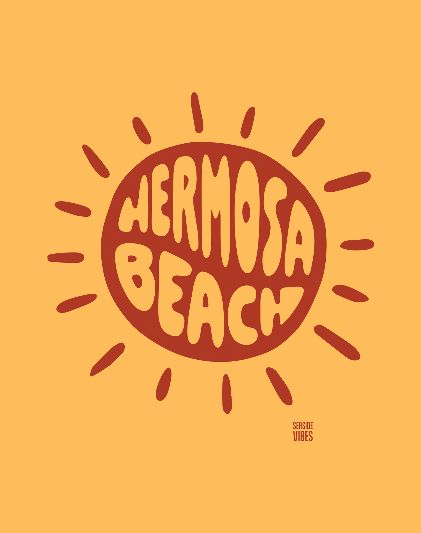 Hermosa Beach Sunny Vibes Tee - Premium 100% Cotton | Mustard