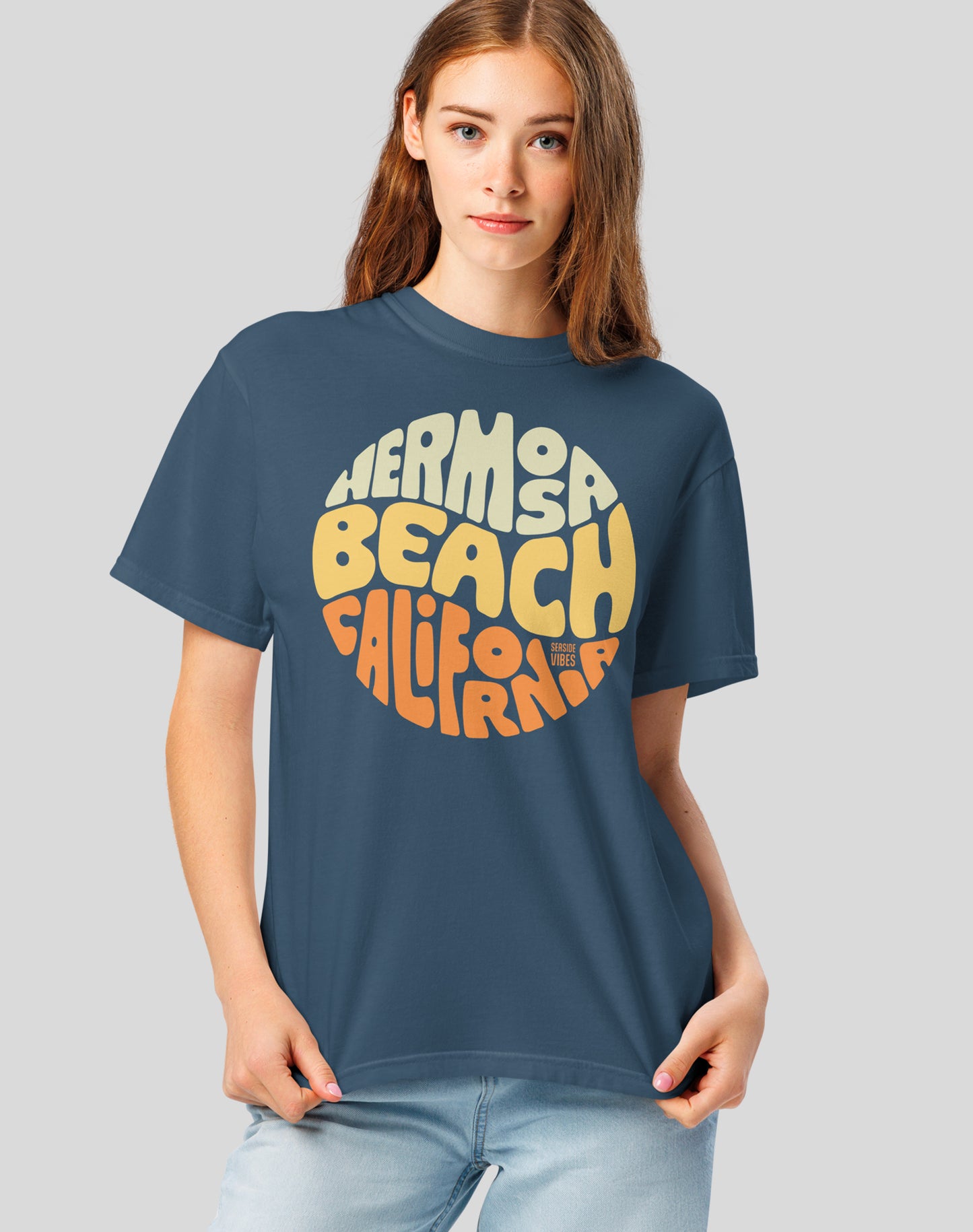 Hermosa Beach Groovy Tee - Premium 100% Cotton | Midnight