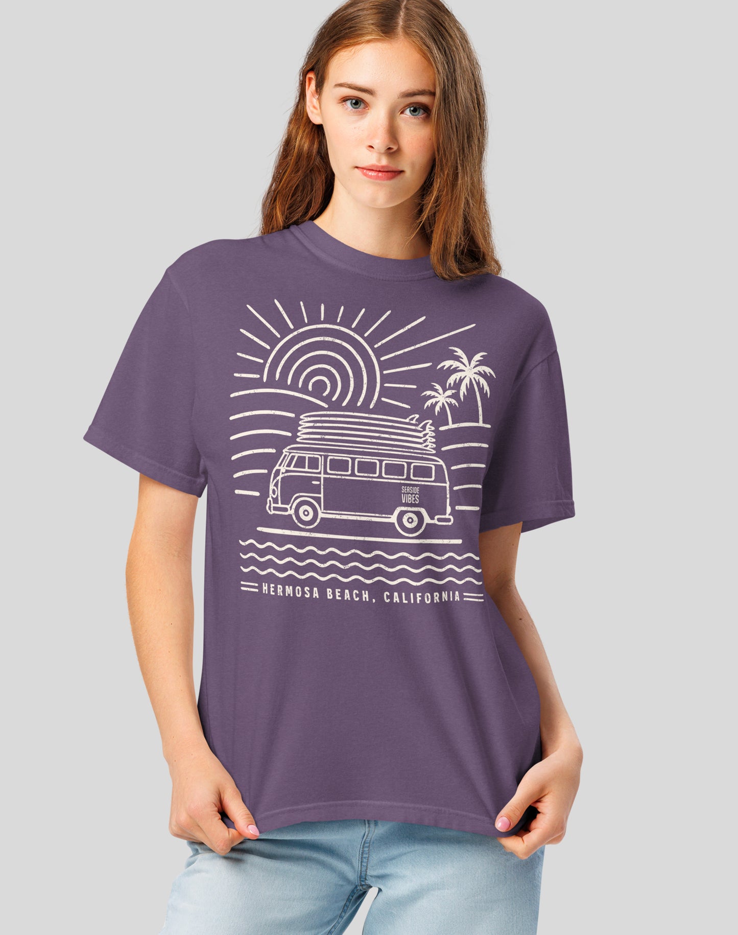 Unisex: Hermosa Beach Endless Summer Tee - 100% Cotton | Grape