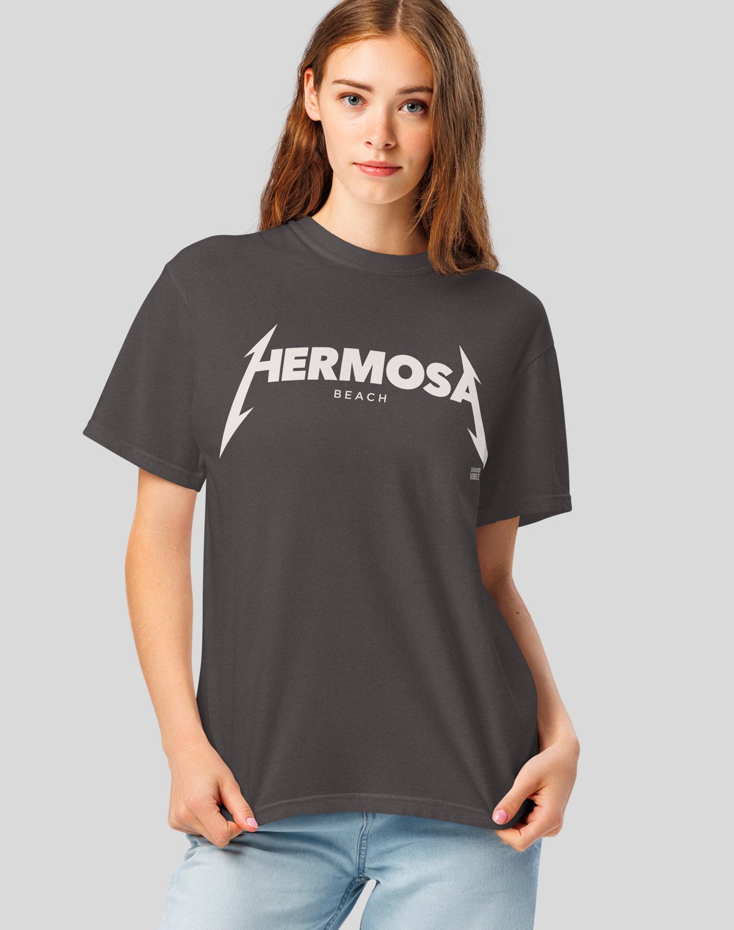 Unisex: Hermosa Beach Rocks Tee - 100% Cotton | Graphite