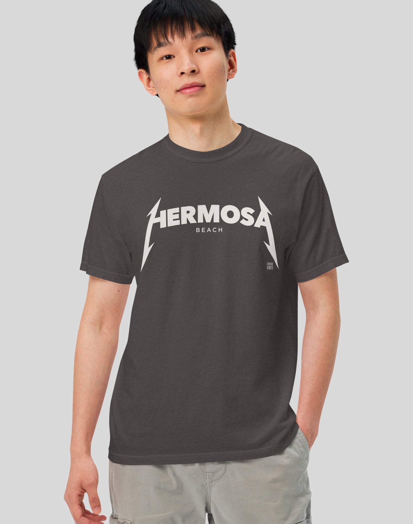 Unisex: Hermosa Beach Rocks Tee - 100% Cotton | Graphite