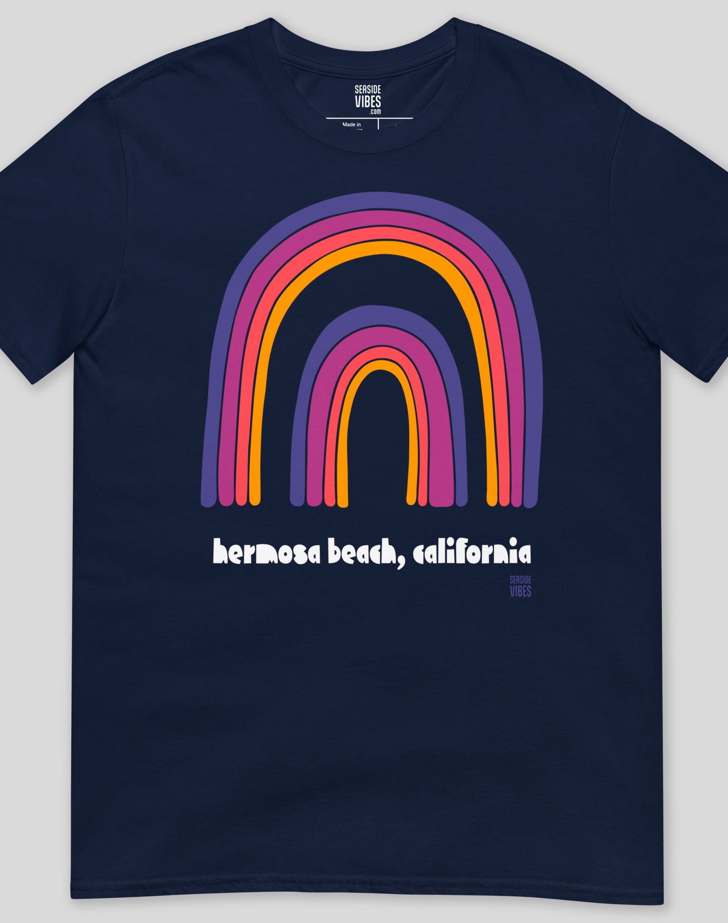 Hermosa Beach Double Rainbow Tee - Unisex | Navy