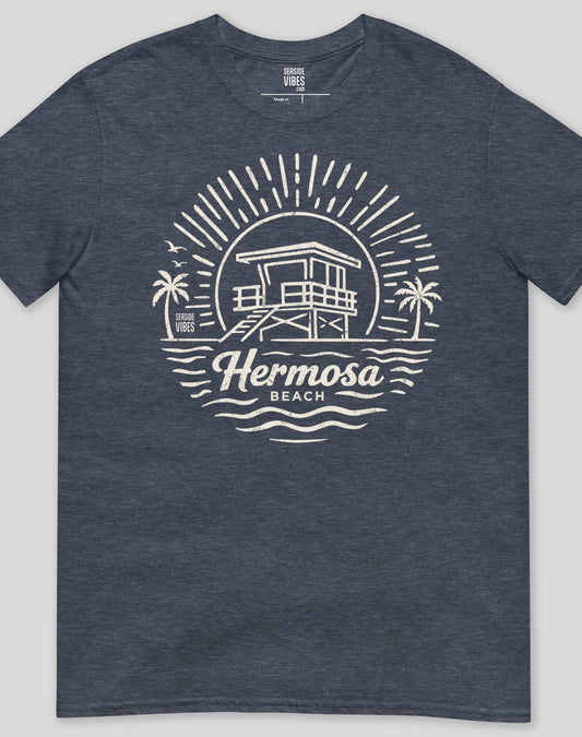 Hermosa Beach Sunrise Session Tee - Unisex | Heather Navy