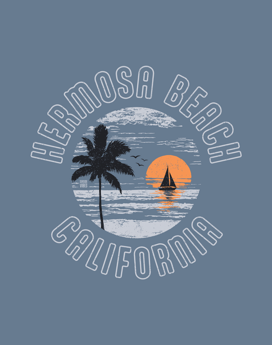Hermosa Beach Vintage Sunset Tee - Unisex | Heather Indigo