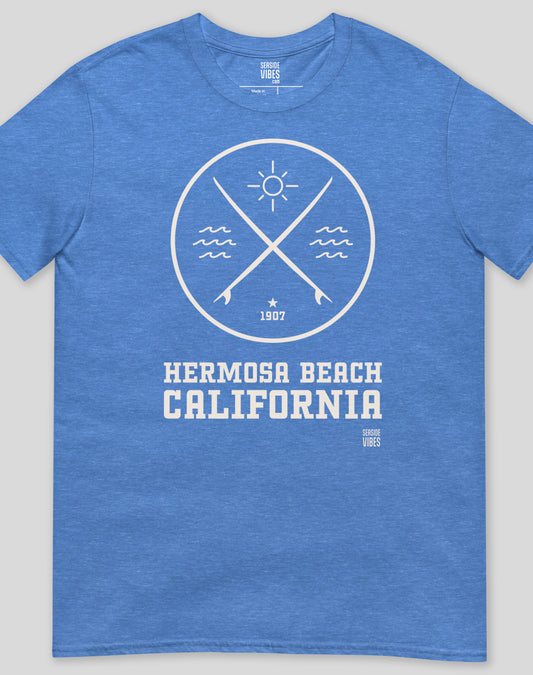 Hermosa Beach Surf Tee - Unisex | Heather Royal