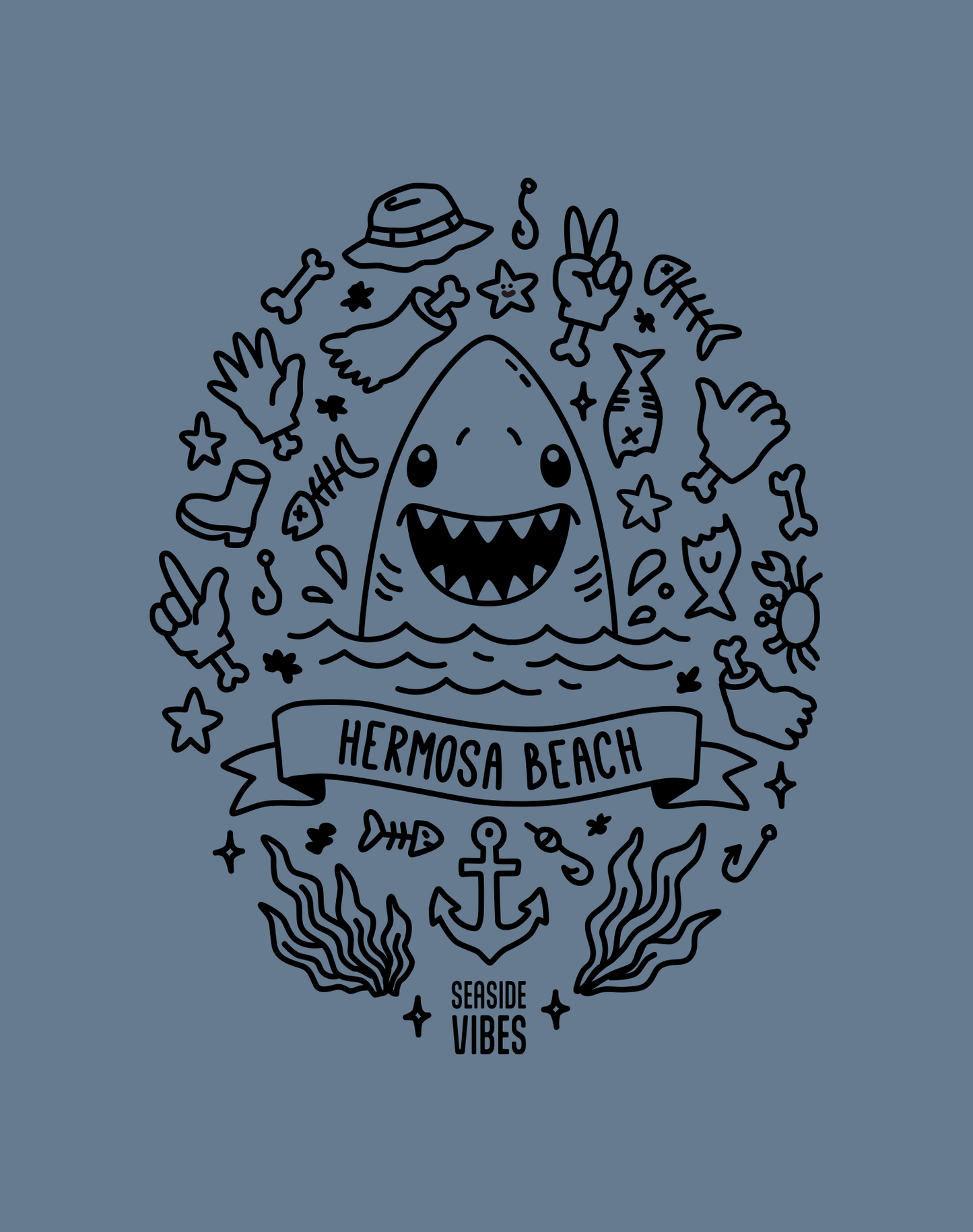 Hermosa Beach Shark Attack! Tee - Unisex | Heather Indigo