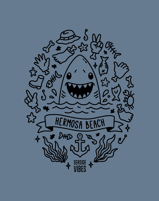 Hermosa Beach Shark Attack! Tee - Unisex | Heather Indigo