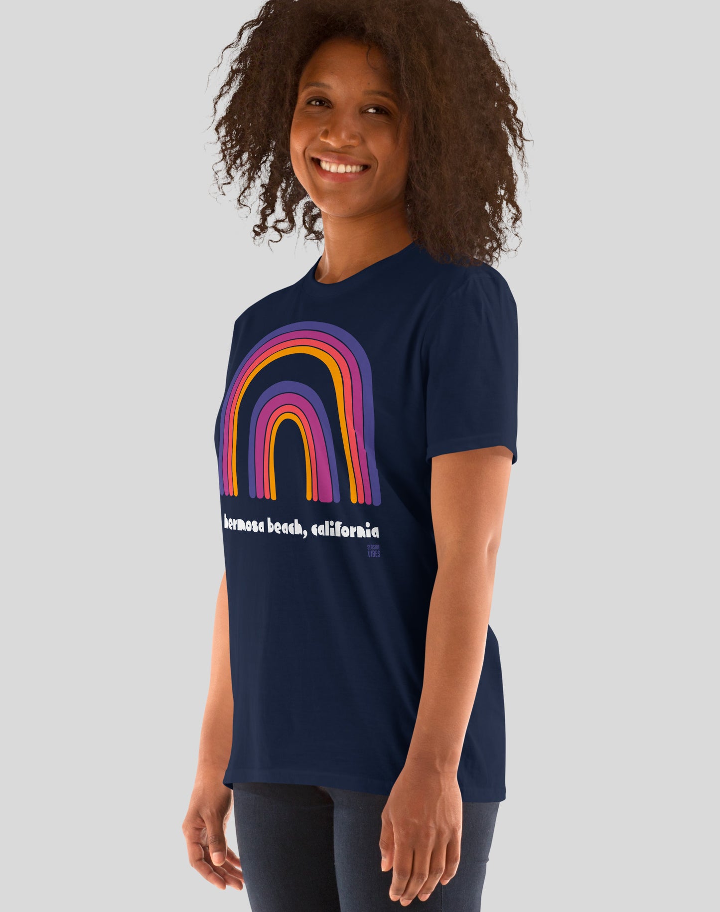 Hermosa Beach Double Rainbow Tee - Unisex | Navy