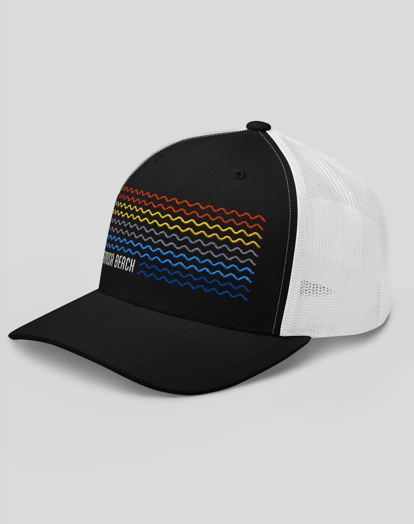 Hermosa Beach Waves Trucker Hat - Black/White