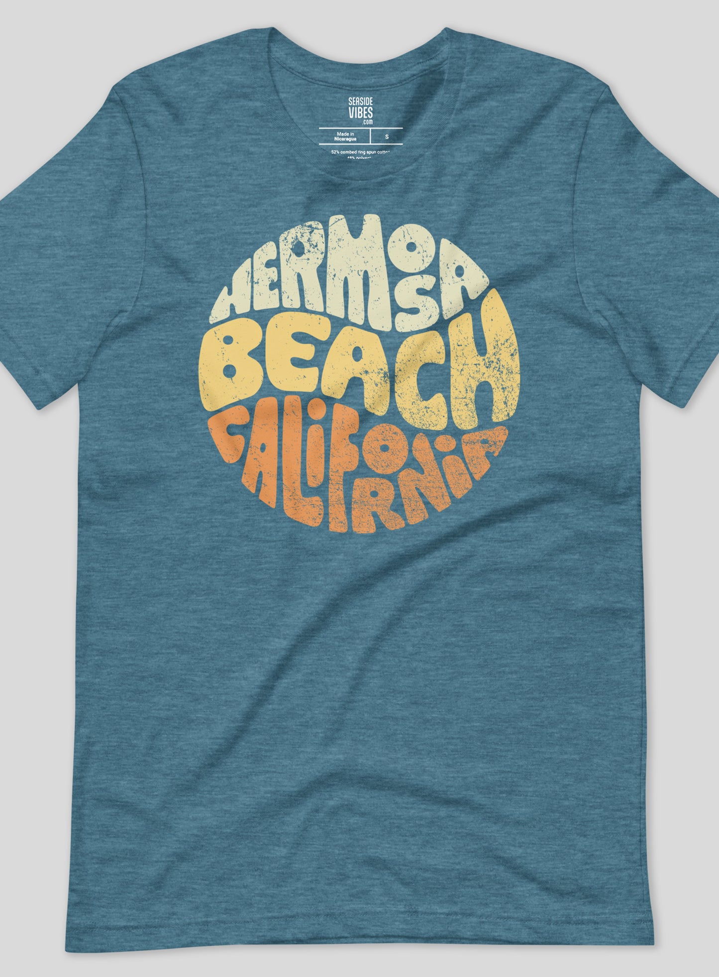 Unisex: Groovy Hermosa Beach Tee - Heather Deep Teal