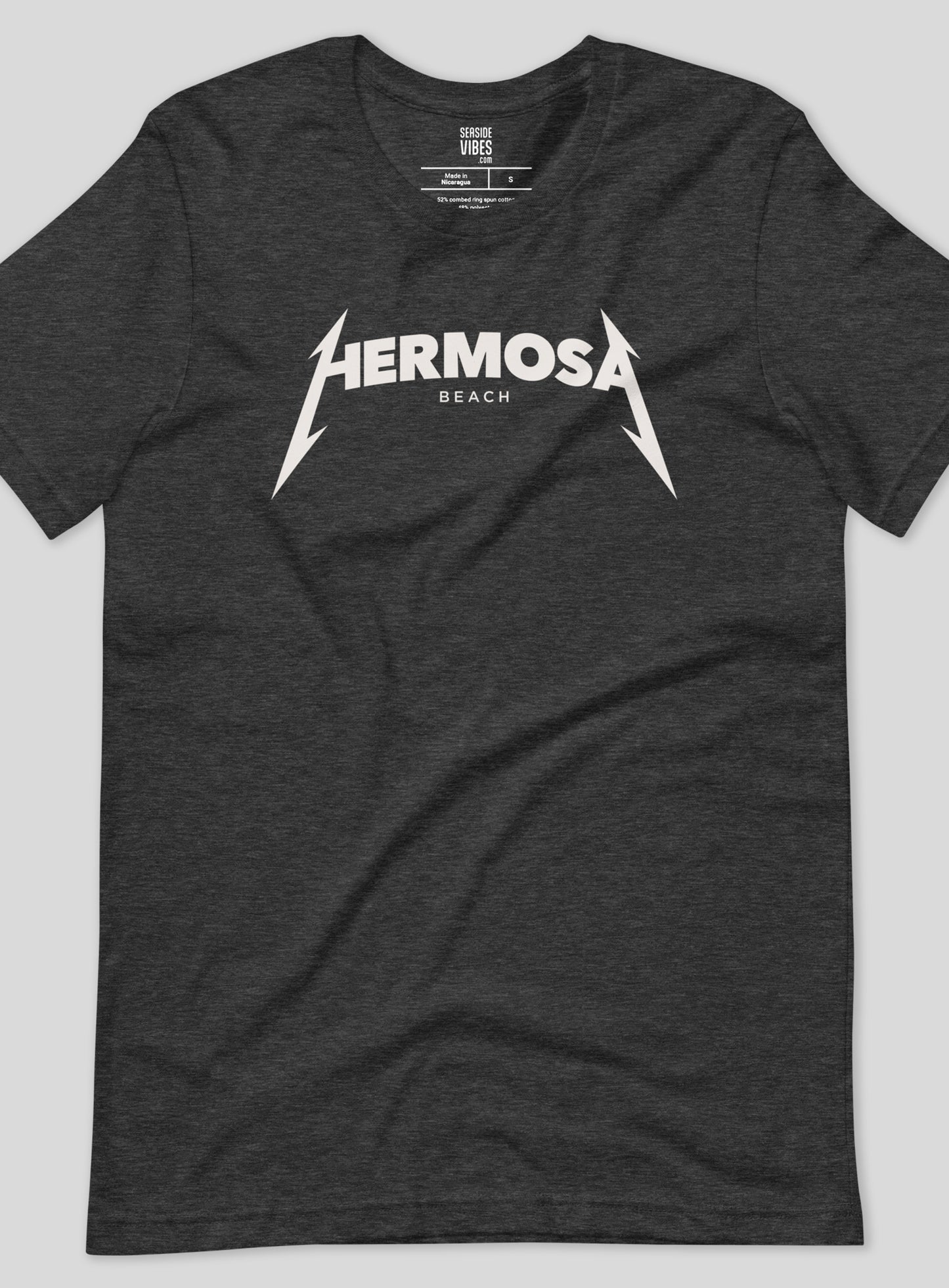 Unisex: Hermosa Beach Rocks Tee - Dark Grey Heather