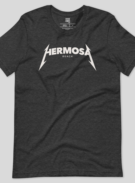 Unisex: Hermosa Beach Rocks Tee - Dark Grey Heather