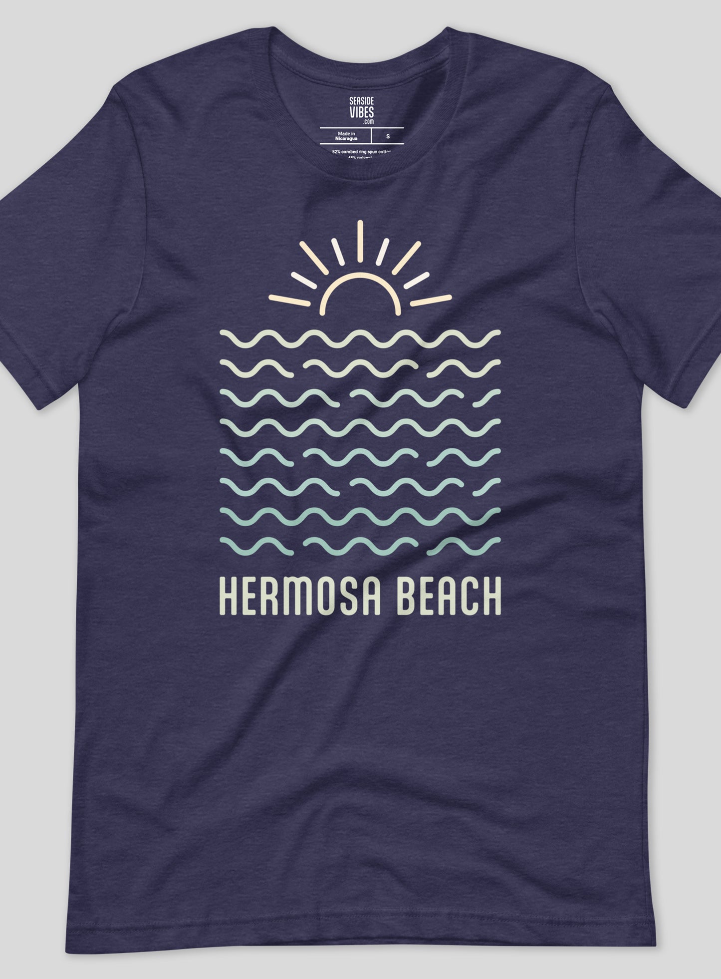 Unisex: Hermosa Beach Vibes Tee - Heather Midnight Navy