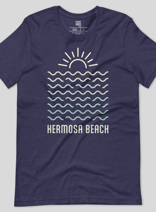 Unisex: Hermosa Beach Vibes Tee - Heather Midnight Navy
