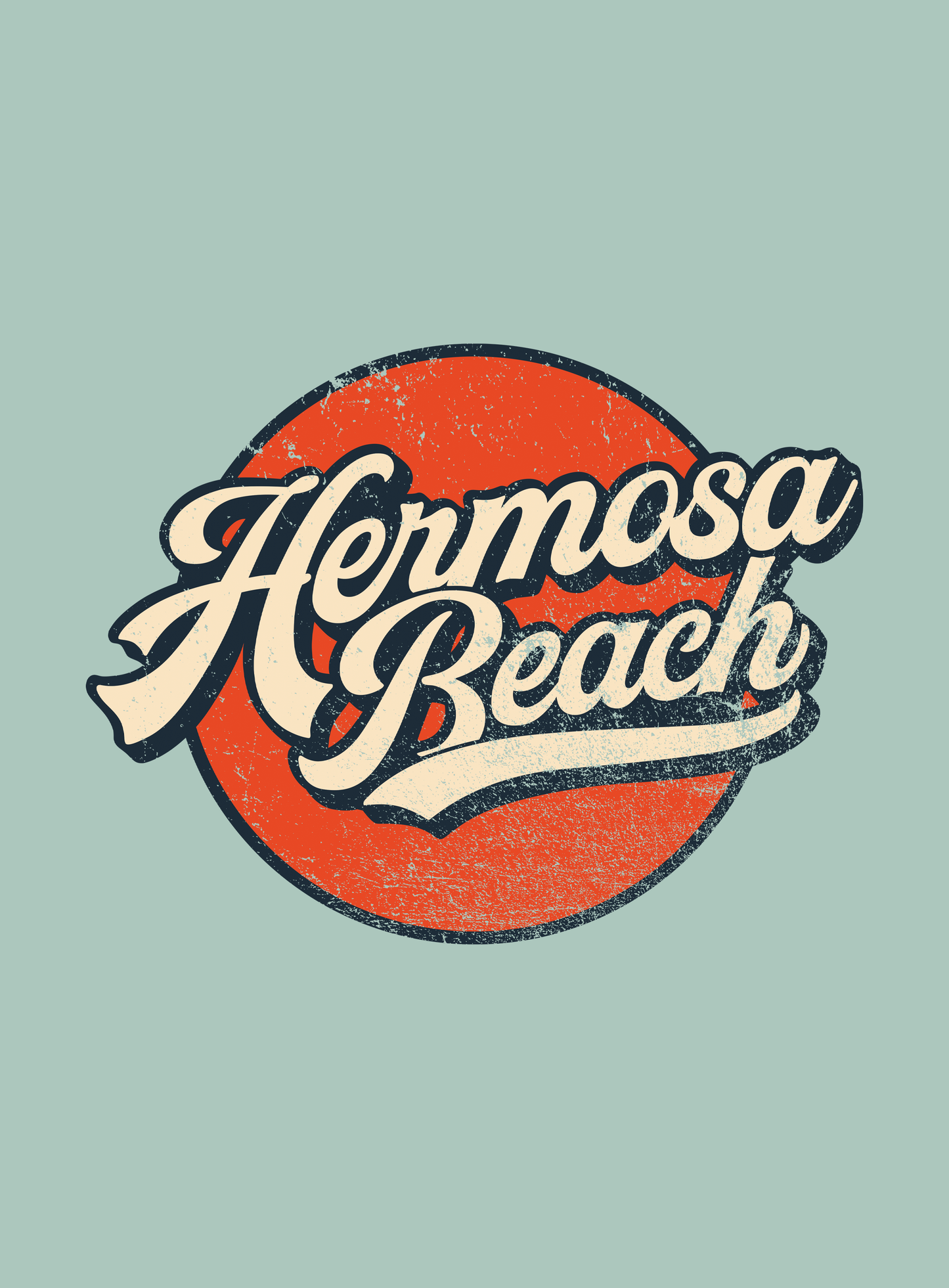 Unisex: Vintage Hermosa Beach Tee - Heather Prism Dusty Blue