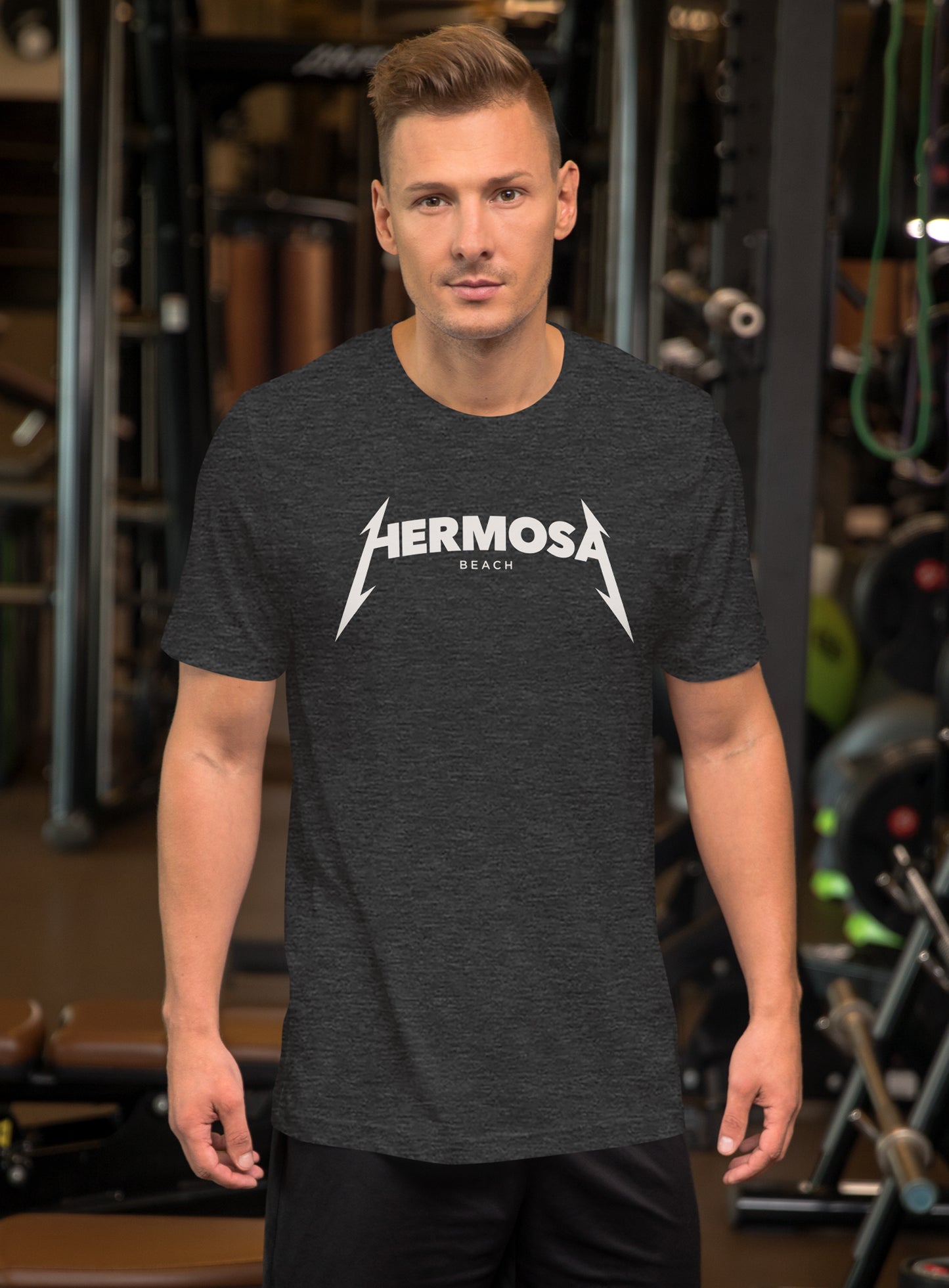 Unisex: Hermosa Beach Rocks Tee - Dark Grey Heather