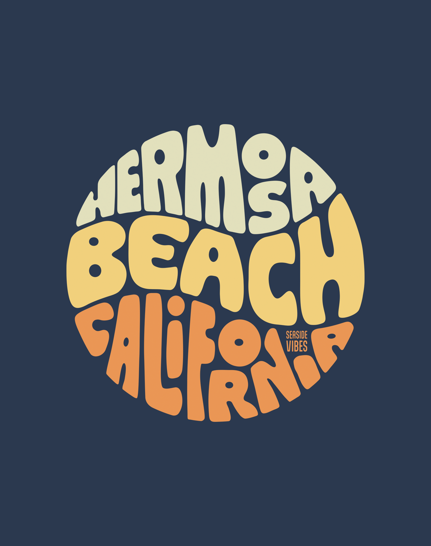 Hermosa Beach Groovy Tee - Cotton Blend | Midnight Navy