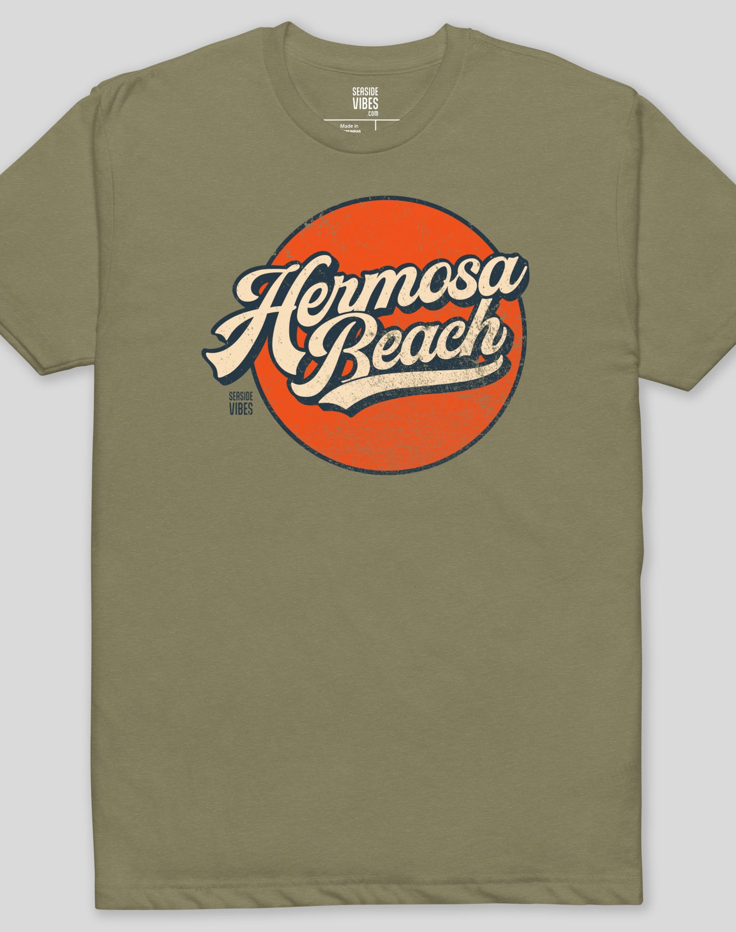 Hermosa Beach Vintage Tee - Cotton Blend | Military Green