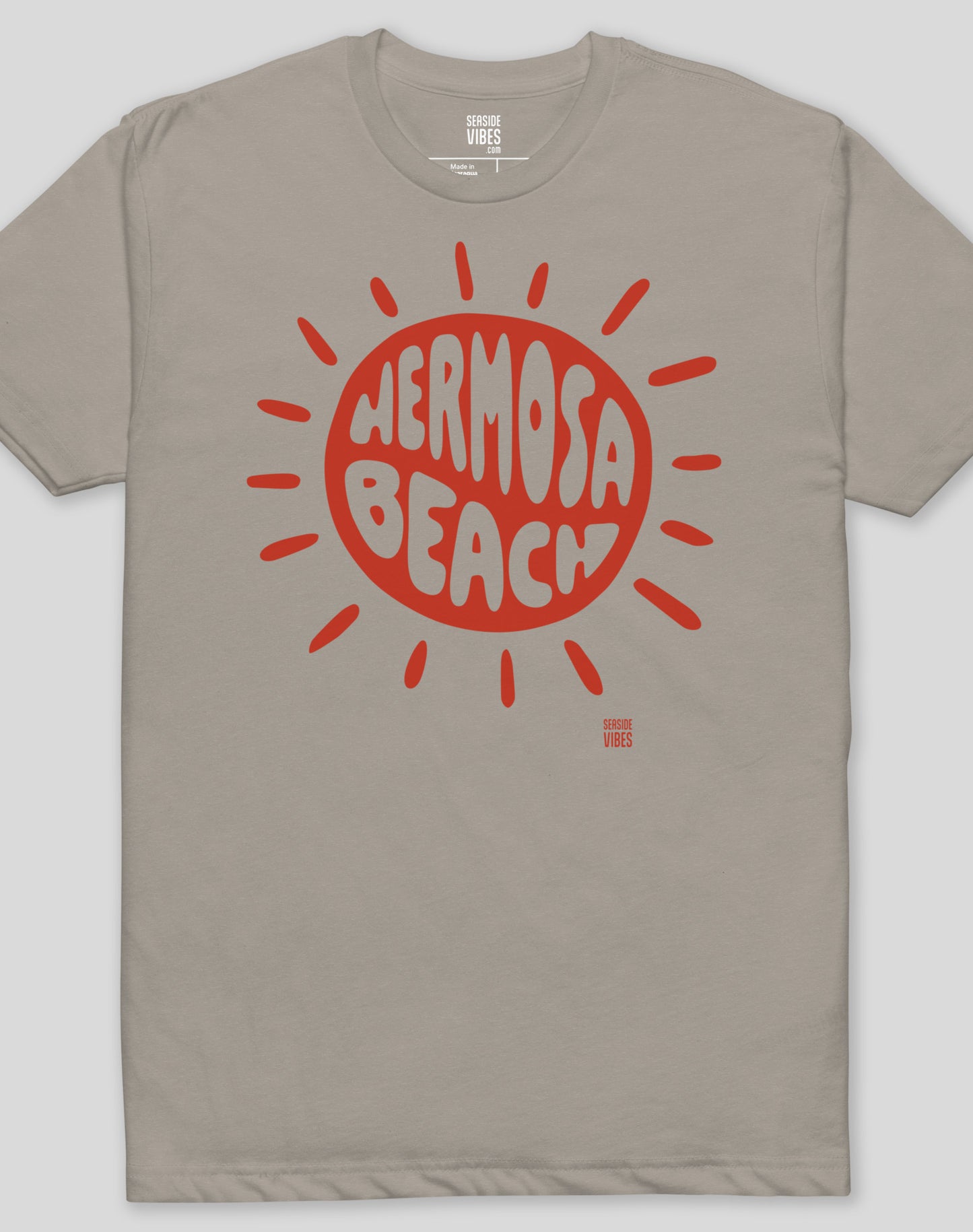 Hermosa Beach Sunny Vibes Tee - Cotton Blend | Stone Grey