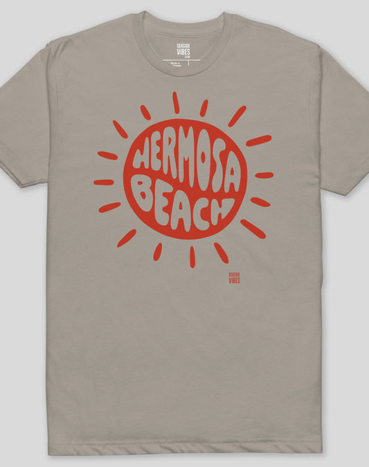 Hermosa Beach Sunny Vibes Tee - Cotton Blend | Stone Grey