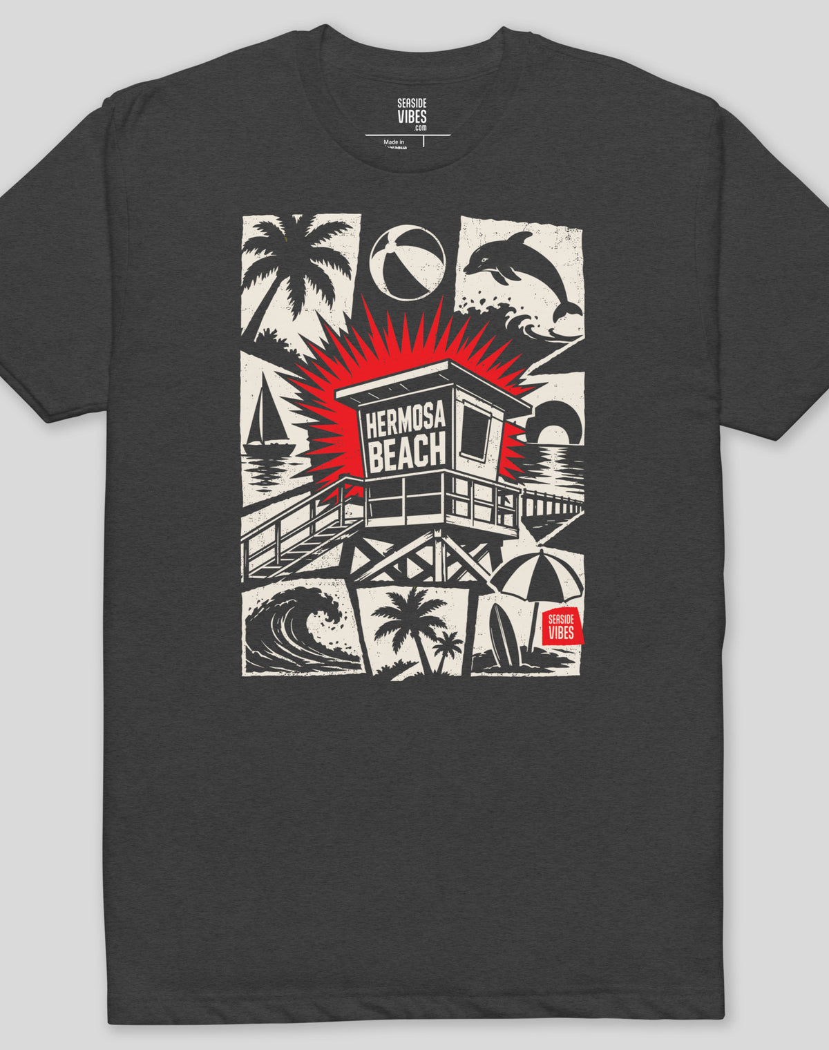 Hermosa Beach Punk Rocks Tee - Cotton Blend | Charcoal