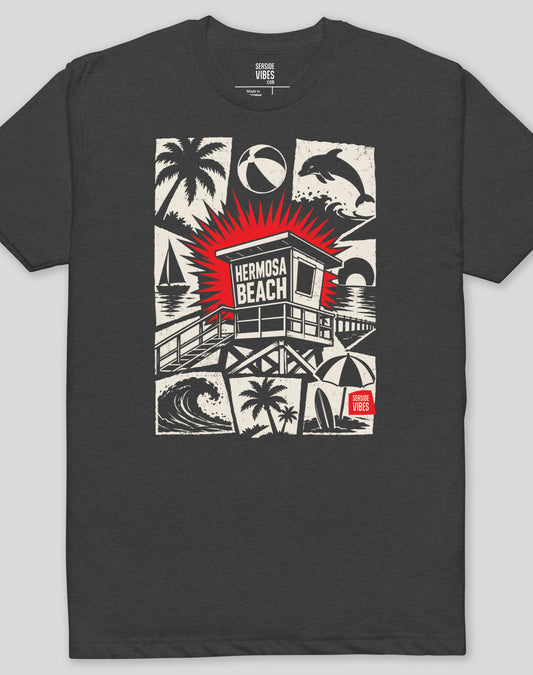 Hermosa Beach Punk Rocks Tee - Cotton Blend | Charcoal