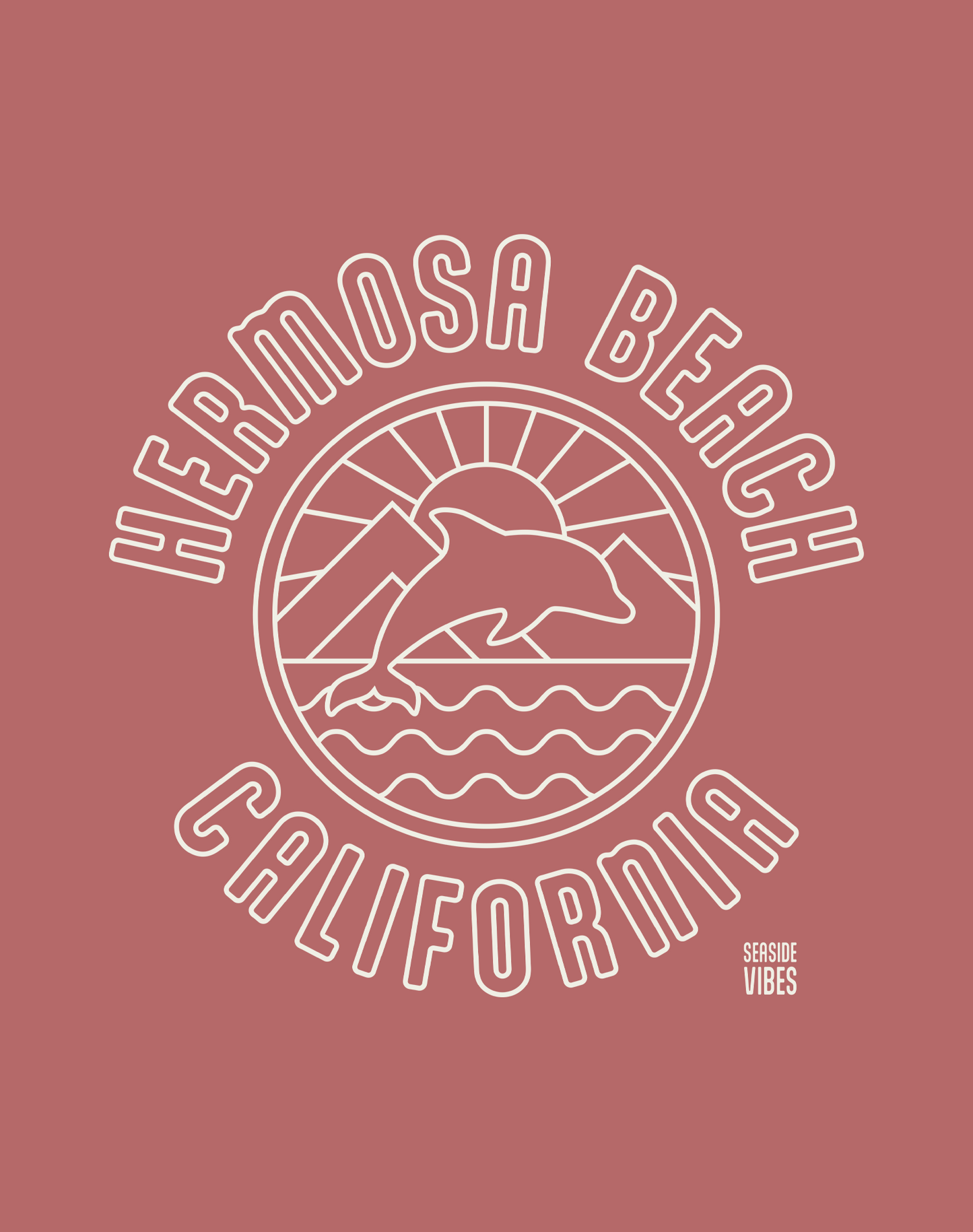 Hermosa Beach Dolphin Sunrise Tee - Cotton Blend | Heather Mauve