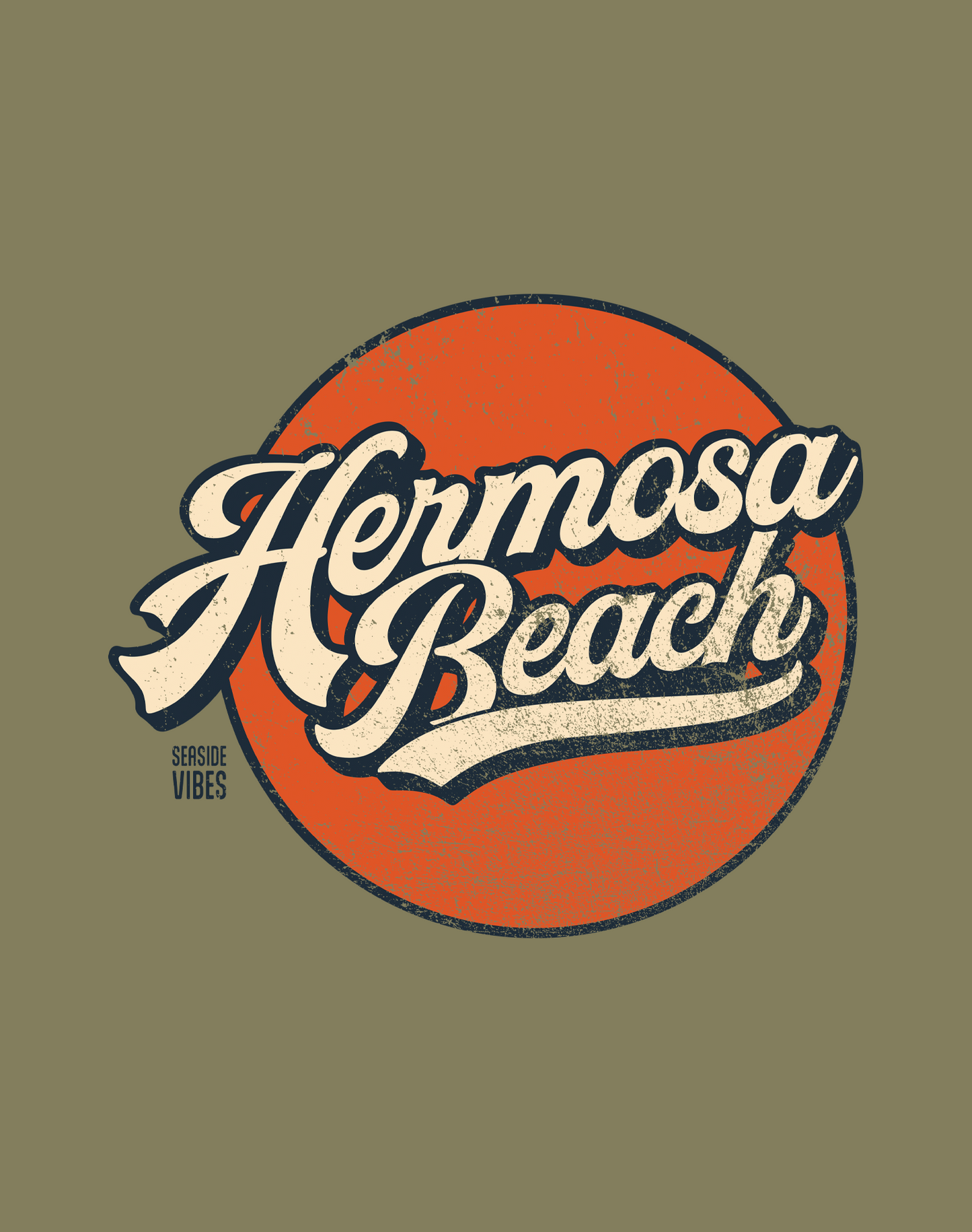 Hermosa Beach Vintage Tee - Cotton Blend | Military Green