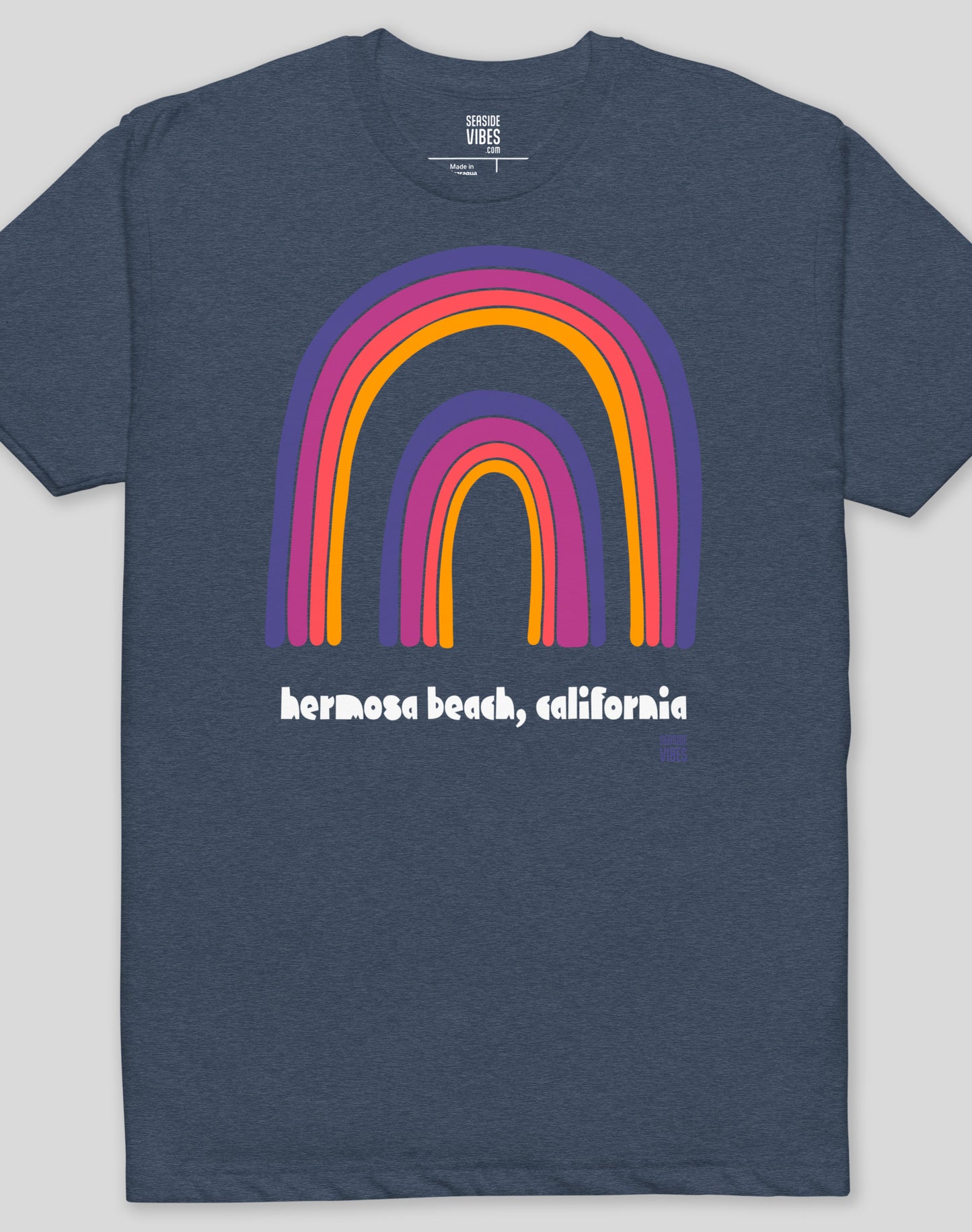Hermosa Beach Double Rainbow Tee - Cotton Blend | Midnight Navy