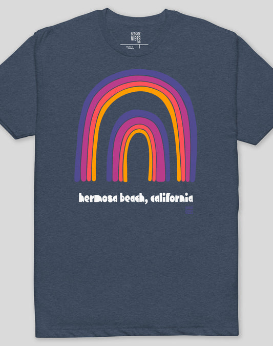 Hermosa Beach Double Rainbow Tee - Cotton Blend | Midnight Navy
