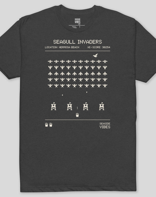 Hermosa Beach Seagull Invaders Tee - Cotton Blend | Charcoal
