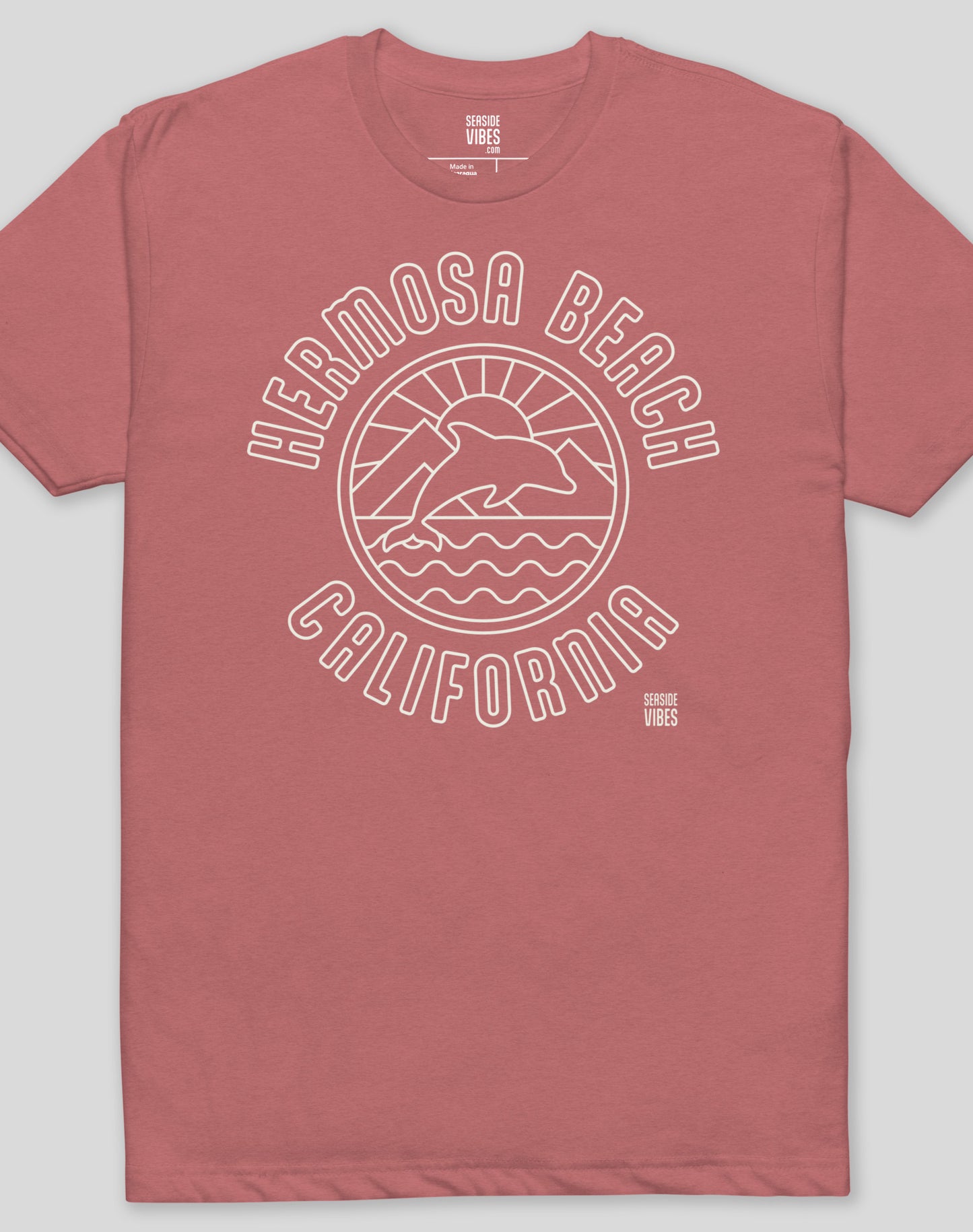 Hermosa Beach Dolphin Sunrise Tee - Cotton Blend | Heather Mauve