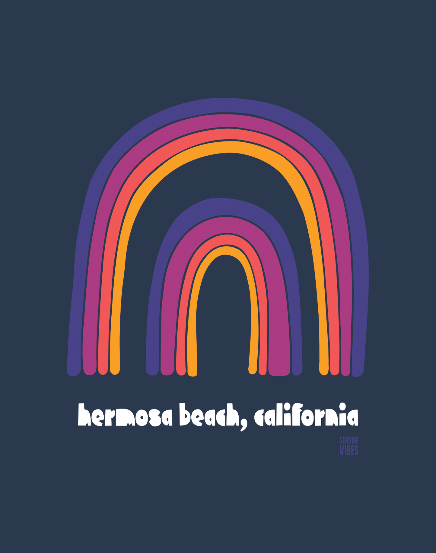 Hermosa Beach Double Rainbow Tee - Cotton Blend | Midnight Navy