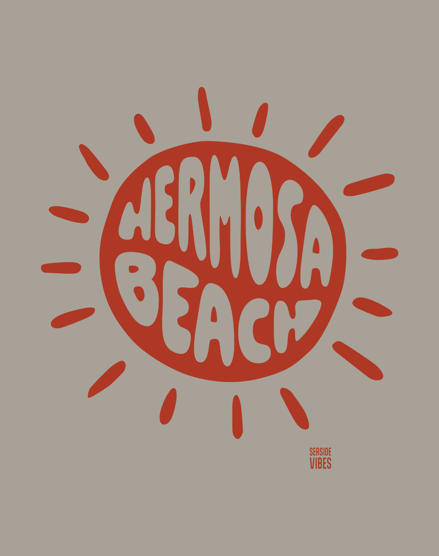 Hermosa Beach Sunny Vibes Tee - Cotton Blend | Stone Grey
