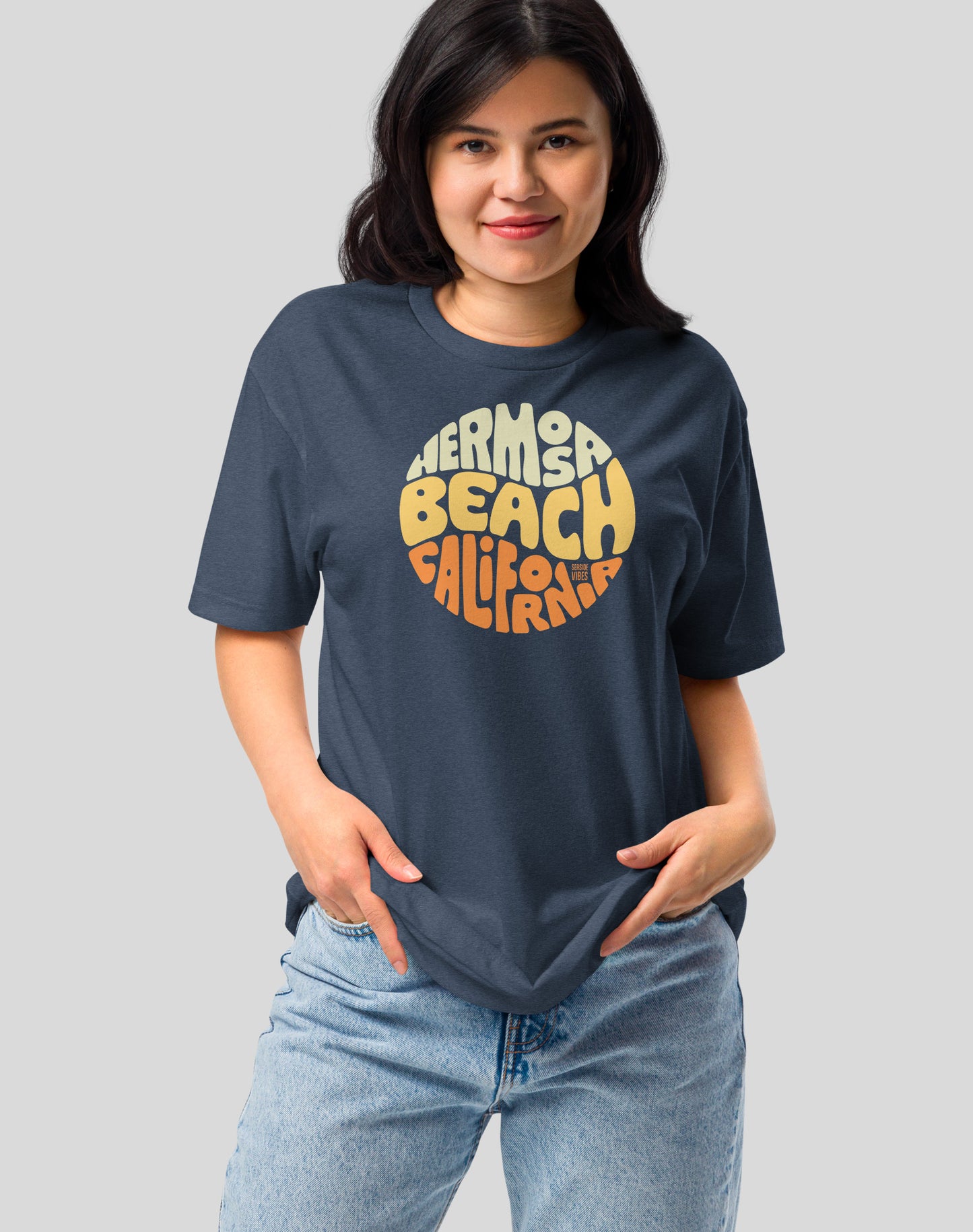 Hermosa Beach Groovy Tee - Cotton Blend | Midnight Navy
