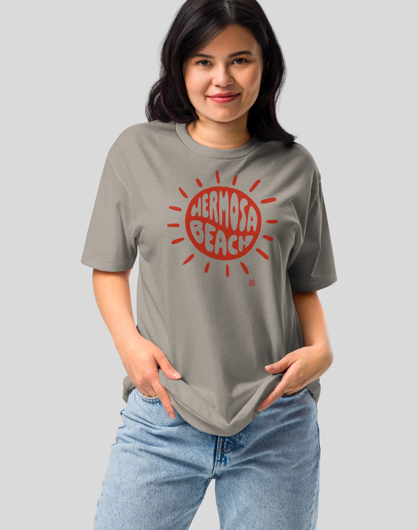 Hermosa Beach Sunny Vibes Tee - Cotton Blend | Stone Grey