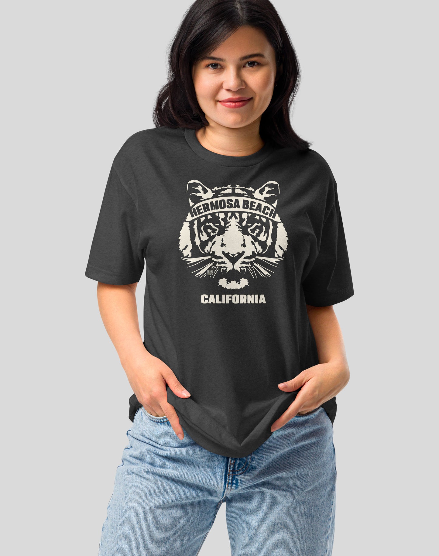 Hermosa Beach Tiger Ambush Tee - Cotton Blend | Charcoal