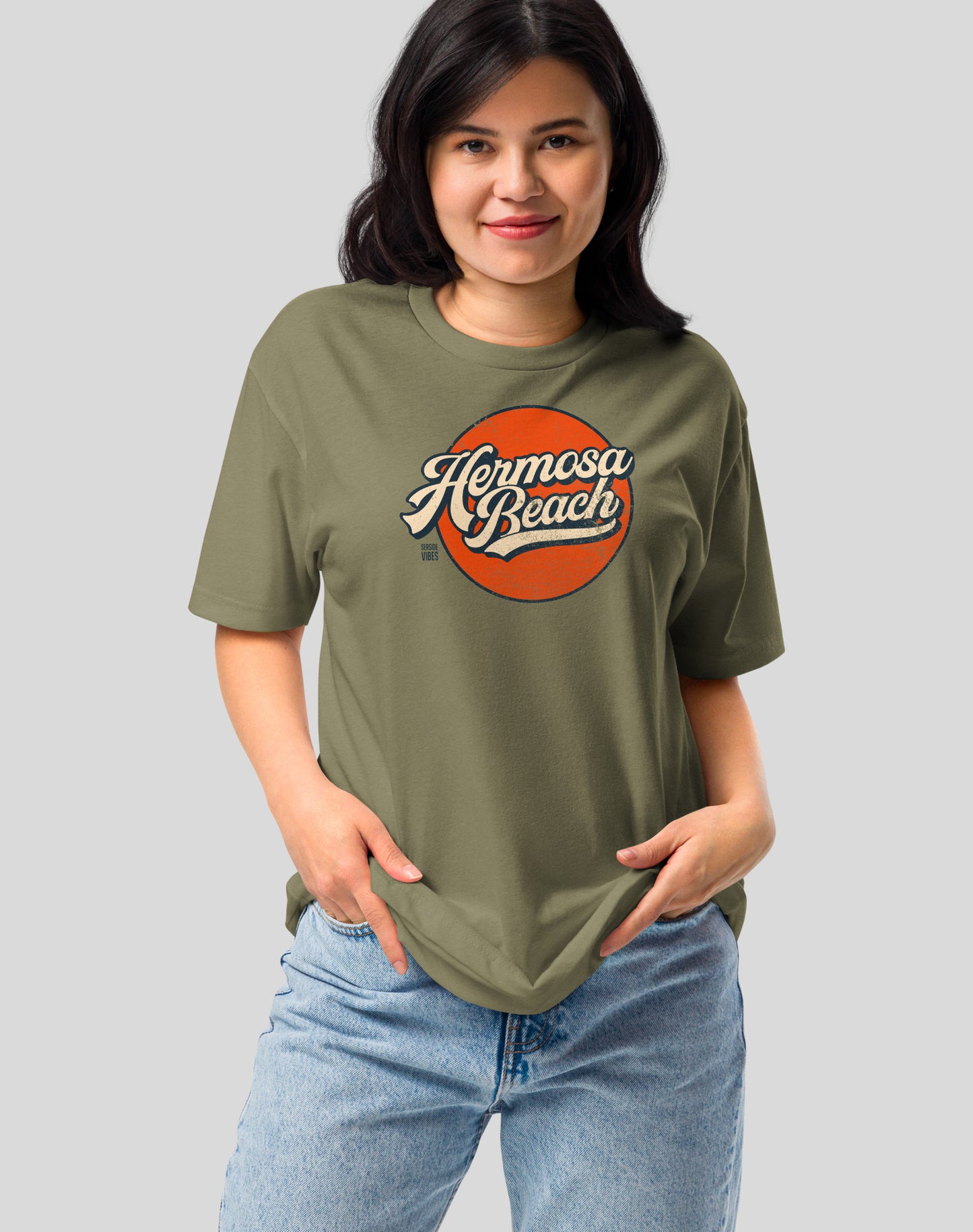 Hermosa Beach Vintage Tee - Cotton Blend | Military Green