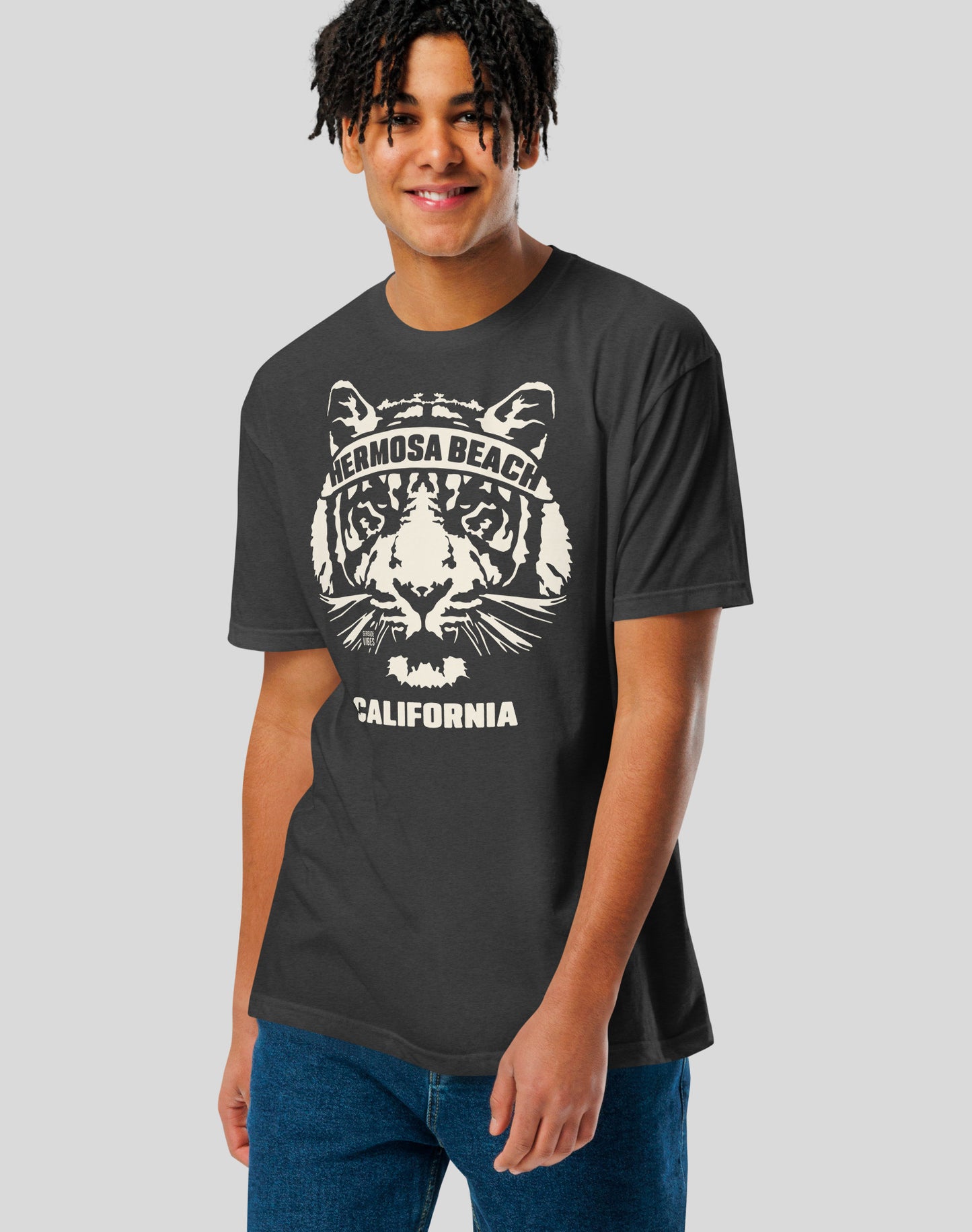 Hermosa Beach Tiger Ambush Tee - Cotton Blend | Charcoal