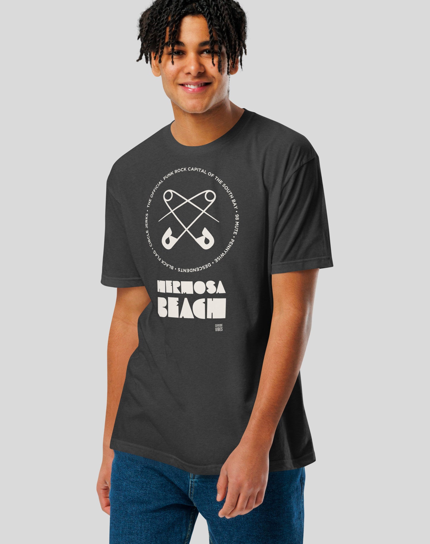 Hermosa Beach Punk Rock Legends Tee - Cotton Blend | Charcoal