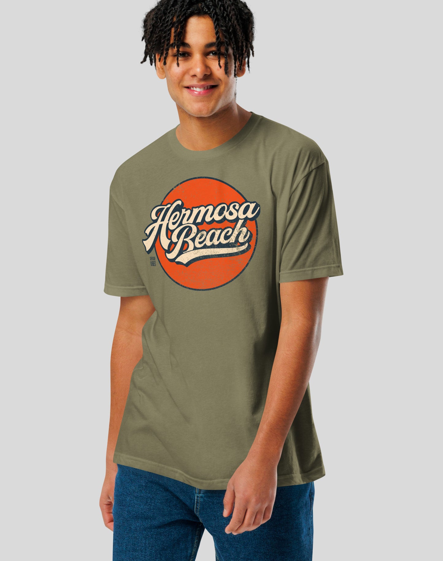Hermosa Beach Vintage Tee - Cotton Blend | Military Green