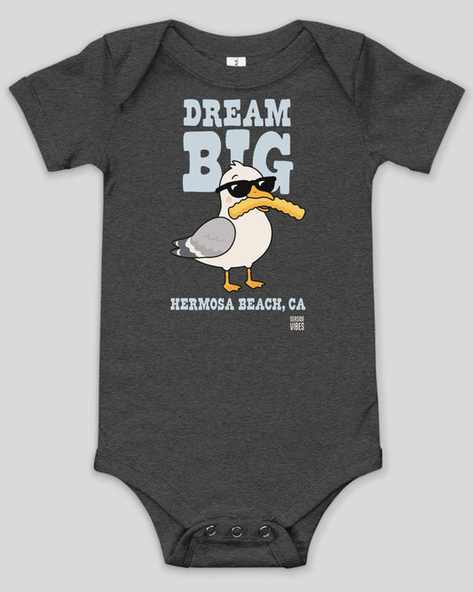 Dream Big Hermosa Beach Onesie | Dark Grey Heather
